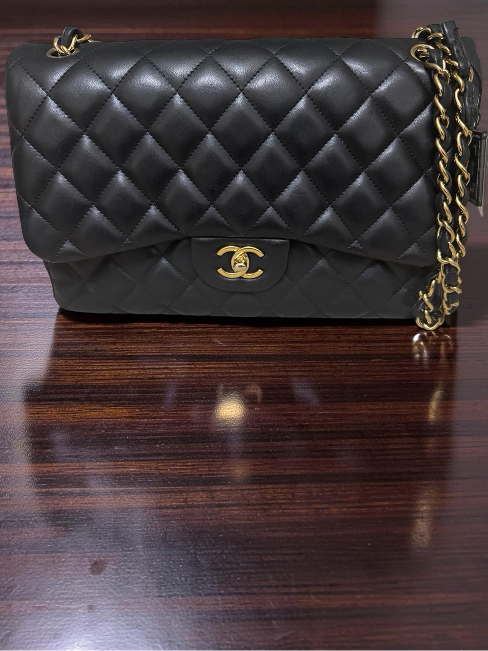 Chanel Classic Double Flap Bag Quilted Lambskin Jumbo - Picture 3 of 15
